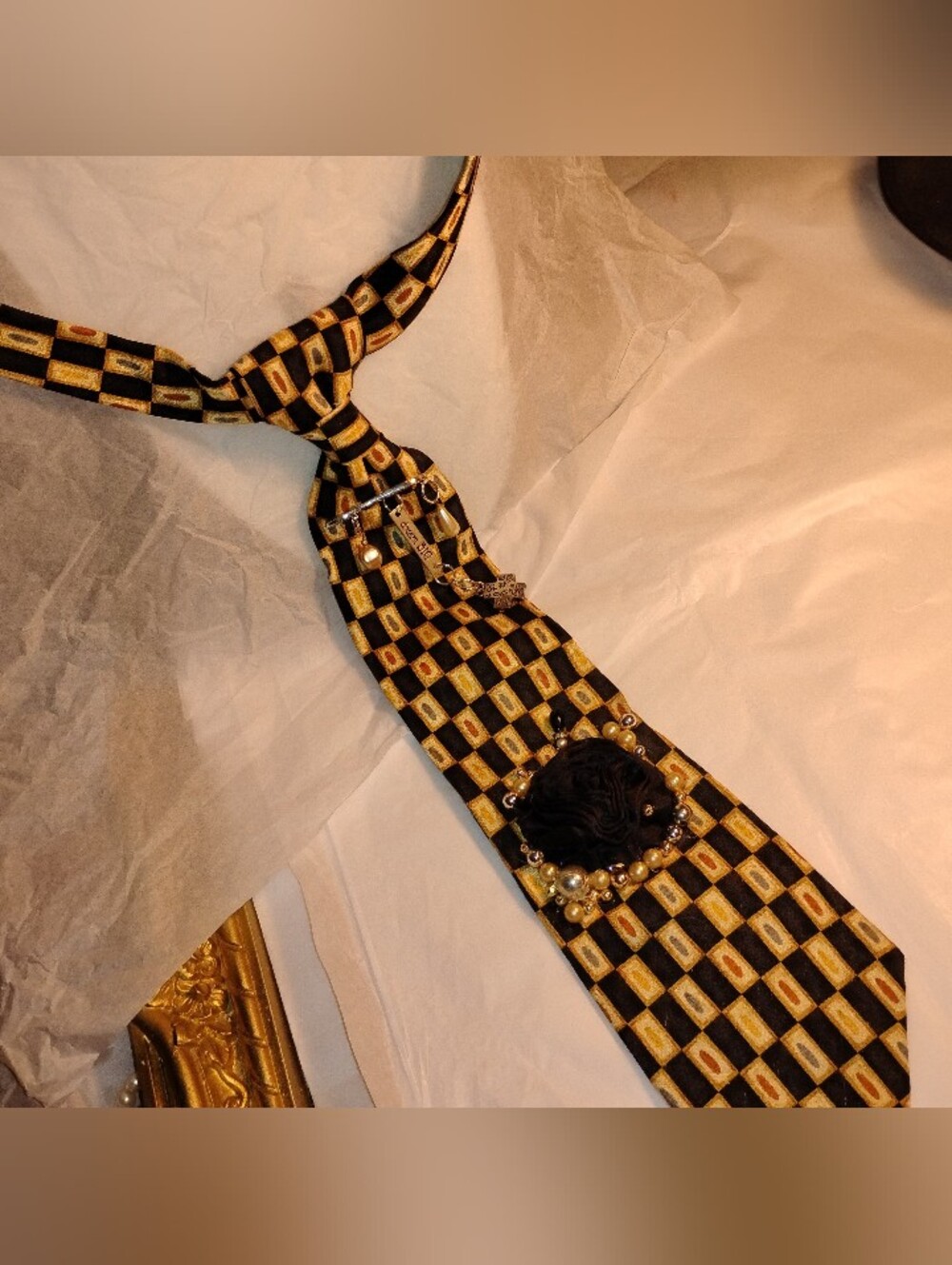 Woman's Necktie. One Of A Kind Design. Upcycle.